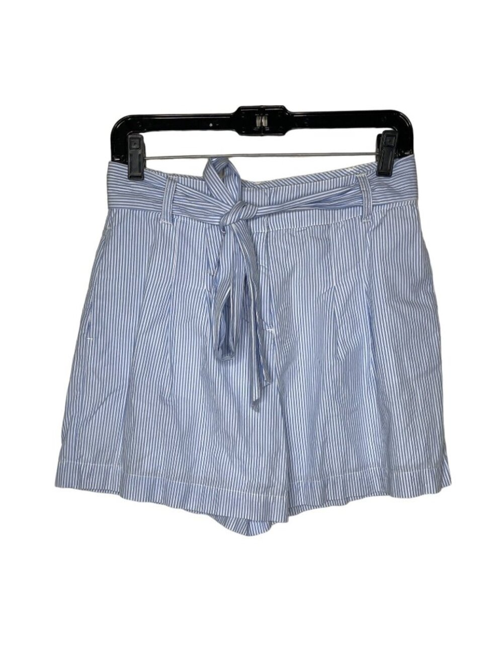 Crown & Ivy Shorts Womens 2 Blue Stripe Paperbag Tie Waist Casual